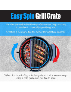 Rejilla de Cocción Slow 'N Sear 66 cm Acero Inoxidable EasySpin 2