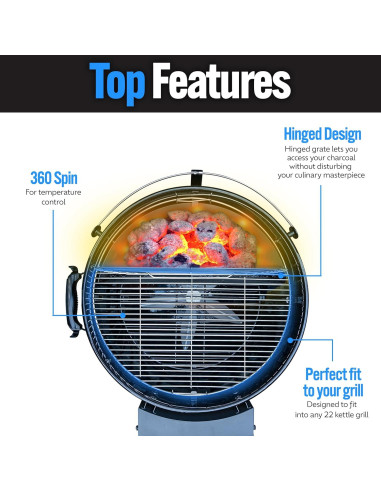 Rejilla de Cocción Slow 'N Sear 66 cm Acero Inoxidable EasySpin