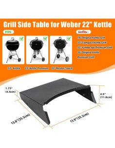 Estante Lateral y Soporte para Tapa GRISUN para Parrilla Weber 22" 2