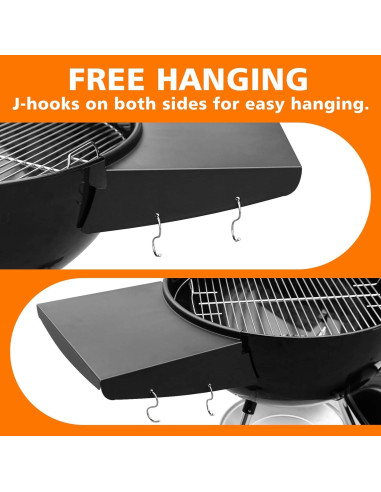 Estante Lateral y Soporte para Tapa GRISUN para Parrilla Weber 22"