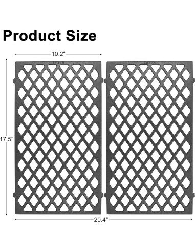Rejillas de Parrilla de Hierro Fundido LS'BABQ 7637 para Weber Spirit II