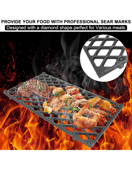 Rejillas de Parrilla de Hierro Fundido LS'BABQ 7637 para Weber Spirit II