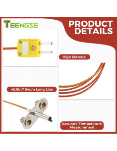 Sonda de Termopar TEENGSE KIT0422 para Traeger Ironwood 650/885 y Pro 575/780 2
