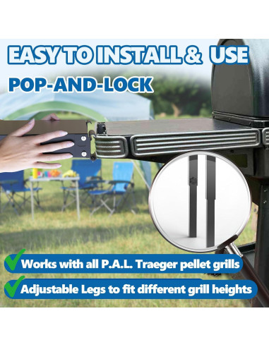 Mesa de Parrilla SafBbcue Pop-and-Lock para Traeger 50x60cm