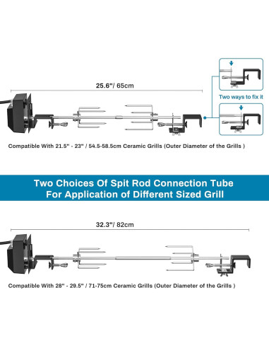 Kit de Rotisserie Skyflame Acero Inoxidable para Parrillas 54.6-74.9cm