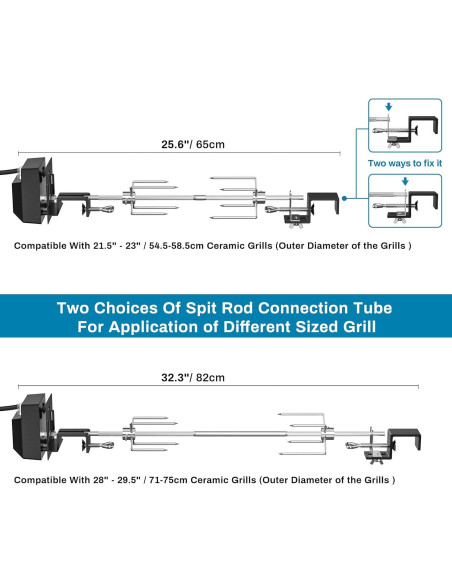 Kit de Rotisserie Skyflame Acero Inoxidable para Parrillas 54.6-74.9cm