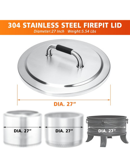 Tapa de Fogón Hisencn 27" Acero Inoxidable para Camping