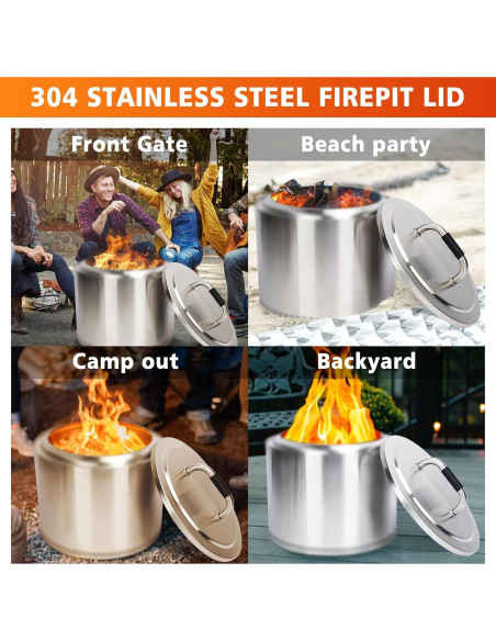 Tapa de Fogón Hisencn 27" Acero Inoxidable para Camping