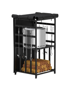 Estante de Almacenamiento de Leña MOASKER con Cubierta Impermeable