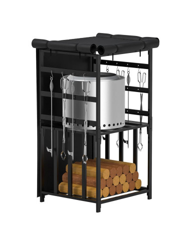 Estante de Almacenamiento de Leña MOASKER con Cubierta Impermeable