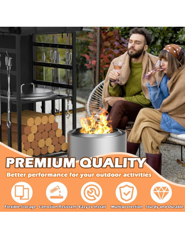 Estante de Almacenamiento de Leña MOASKER con Cubierta Impermeable