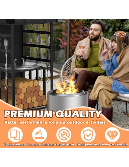 Estante de Almacenamiento de Leña MOASKER con Cubierta Impermeable