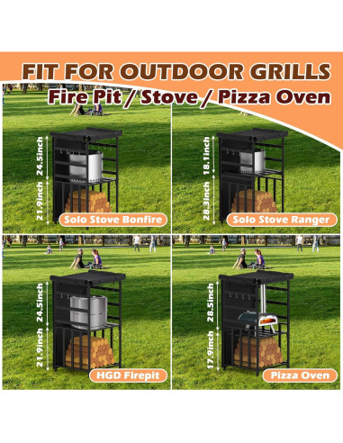 Estante de Almacenamiento de Leña MOASKER con Cubierta Impermeable