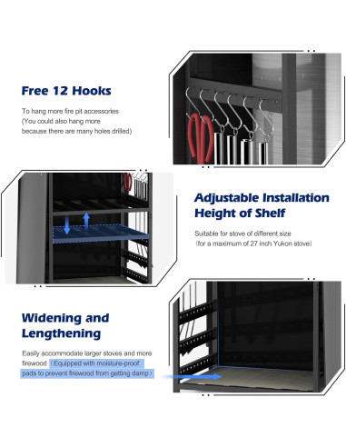 Estante de Leña Exterior Lezbanz con Cubierta Impermeable 65.8x78.7cm