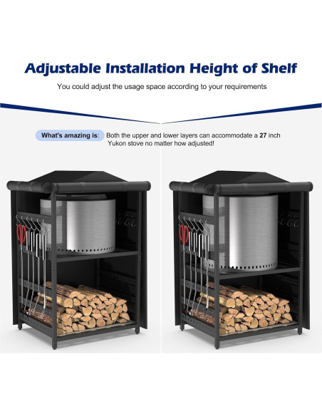 Estante de Leña Exterior Lezbanz con Cubierta Impermeable 65.8x78.7cm