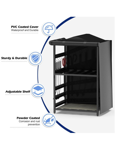 Estante de Leña Exterior Lezbanz con Cubierta Impermeable 65.8x78.7cm