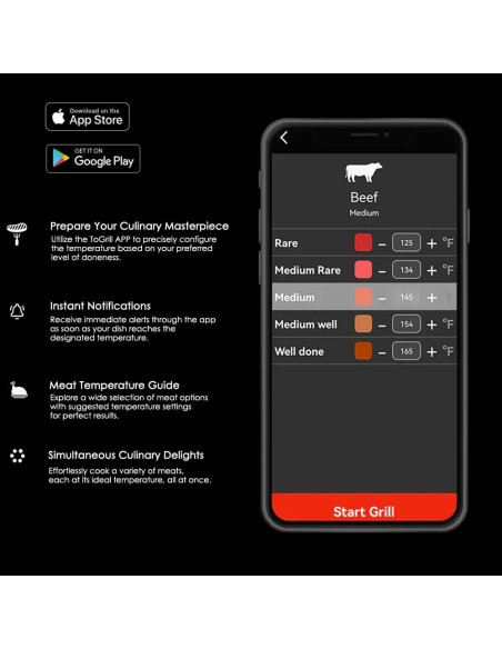 Termómetro de Carne Inalámbrico Bluetooth 5.2 NADEZHDA 1 Sonda