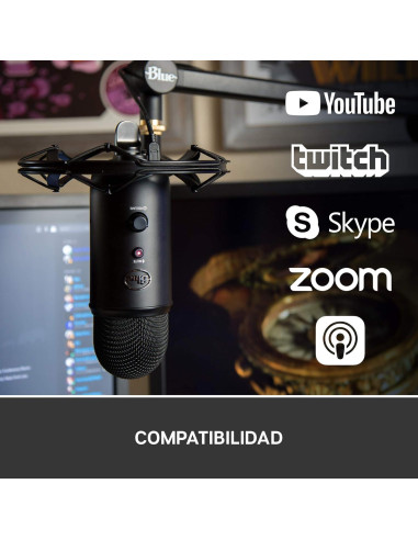 Paquete de transmisión Blue Yeticaster con micrófono USB Yeti