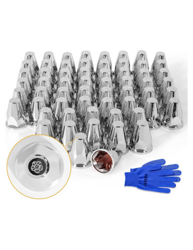 60 Piezas Cubiertas de Tuercas de Llantas HQALTY 33mm Cromadas