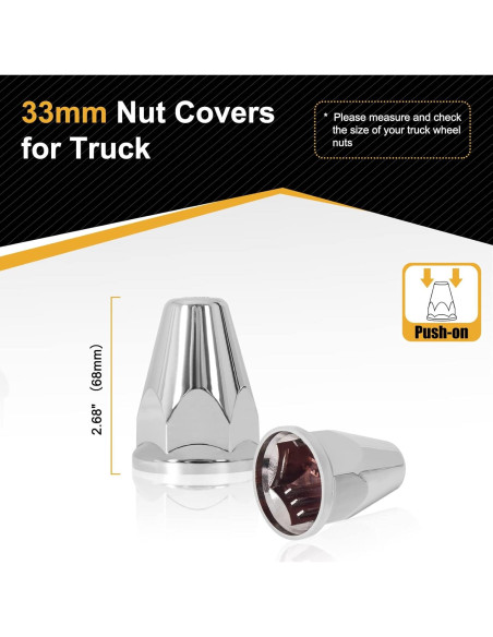 60 Piezas Cubiertas de Tuercas de Llantas HQALTY 33mm Cromadas