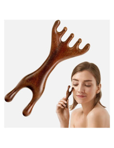 Masajeador de Cuero Cabelludo MoyRetty de Madera Sándalo Doble Cara