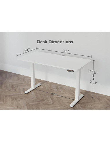Escritorio de Pie Eléctrico YDN Ajustable 140x61 cm Blanco