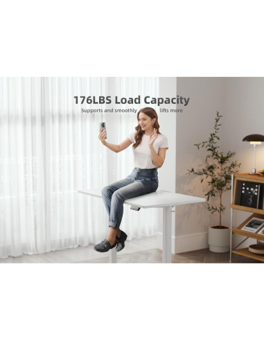 Escritorio de Pie Eléctrico YDN Ajustable 140x61 cm Blanco