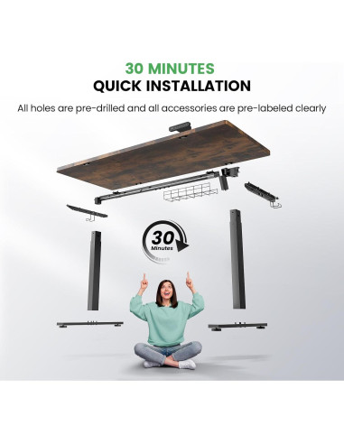 Escritorio de pie eléctrico SIAGO SDO1 - 121.9 x 60.9 cm, 3 presets