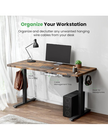 Escritorio de pie eléctrico SIAGO SDO1 - 121.9 x 60.9 cm, 3 presets