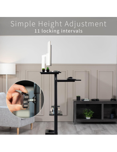 Escritorio de Pie Ajustable VIVO CART-V02DB Negro 69.85x71.12cm