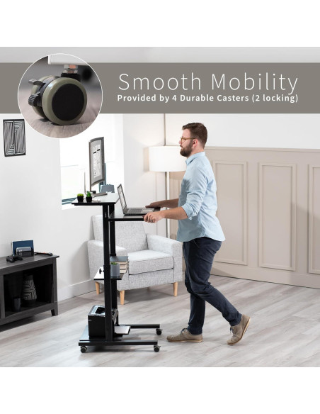 Escritorio de Pie Ajustable VIVO CART-V02DB Negro 69.85x71.12cm