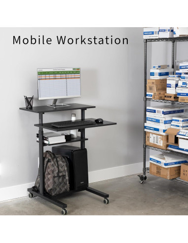 Escritorio de Pie Ajustable VIVO CART-V02DB Negro 69.85x71.12cm