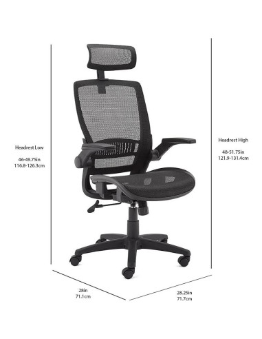 Silla de Oficina Ergonómica Amazon Basics, Malla Negra, 125 cm