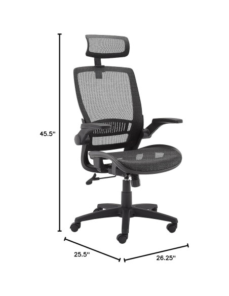 Silla de Oficina Ergonómica Amazon Basics, Malla Negra, 125 cm