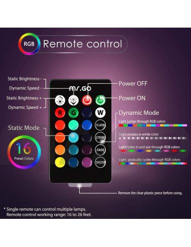 Lámpara de Noche LED Mr.Go 15 cm RGB Recargable con Control Remoto