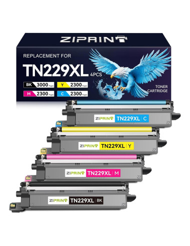 Tóner Compatible ZIPRINT TN229XL 4 Paquete para Brother