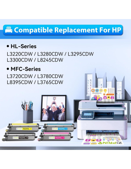 Tóner Compatible ZIPRINT TN229XL 4 Paquete para Brother