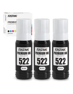 Botellas de Tinta Negra Compatible 522 FASTINK - 3 x 70ML
