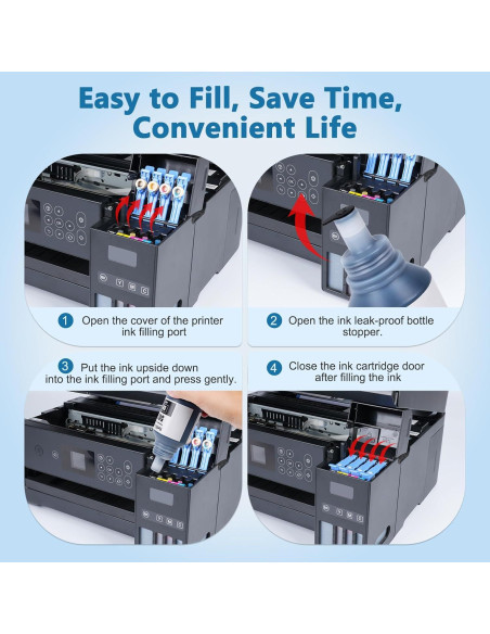 Botellas de Tinta 502 DEEIYUER para Impresoras ET-2850/3850