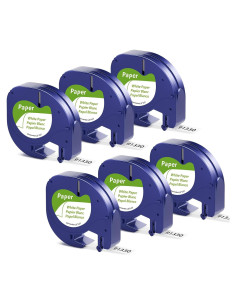 6 Recargas Cinta Etiquetadora Pillex 12mm Negro sobre Blanco