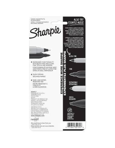 Marcadores Permanentes Sharpie Punta Doble Negro 4 Unidades