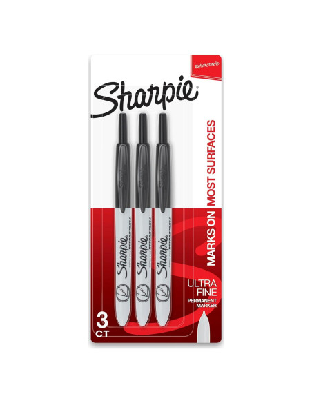 Marcadores Permanentes Retráctiles Sharpie Ultra Fina Negro 3 Unidades