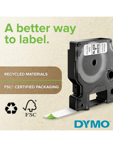 Etiquetas DYMO D1 12mm x 7m Autoadhesivas Negra sobre Blanco