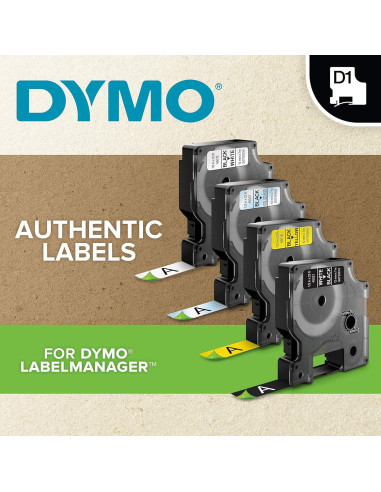 Etiquetas DYMO D1 12mm x 7m Autoadhesivas Negra sobre Blanco