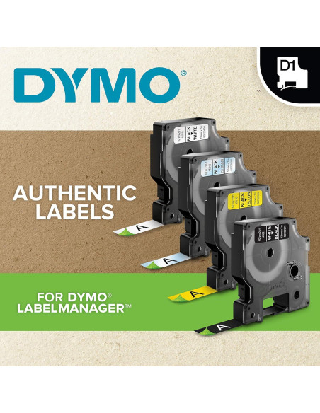 Etiquetas DYMO D1 12mm x 7m Autoadhesivas Negra sobre Blanco