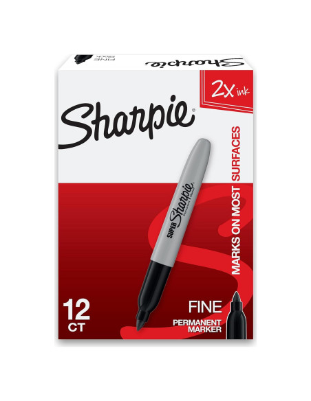 Marcadores Permanentes Sharpie Punta Fina Negros 12 Unidades