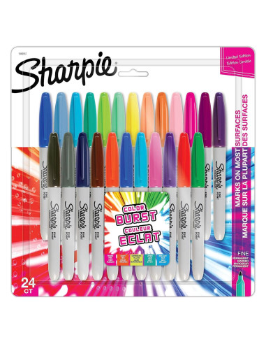 Marcadores Permanentes Sharpie Color Burst Punta Fina 24 Unidades