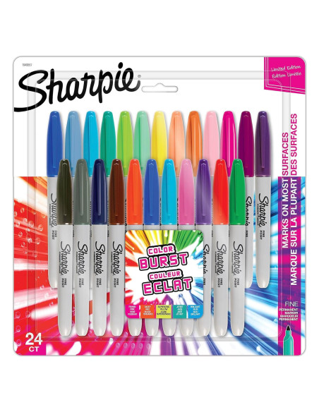 Marcadores Permanentes Sharpie Color Burst Punta Fina 24 Unidades