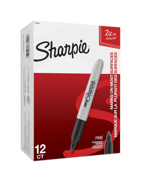 Marcadores Permanentes Sharpie Punta Fina Negros 12 Unidades