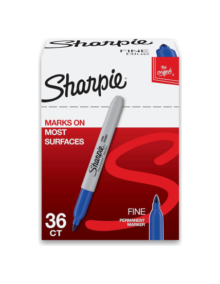 Marcadores Permanentes Sharpie Azul Punta Fina 36 Unidades